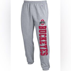 CHAMPION OHIO STATE BUCKEYES MENS GREY BANDED BOTTOM SWEATPANTS